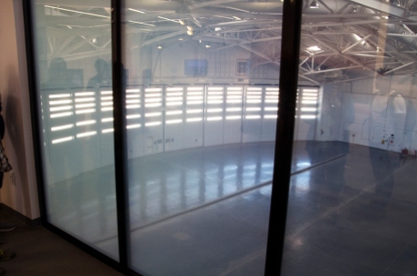 Electronically-opaquing Windows Overlooking the Hanger